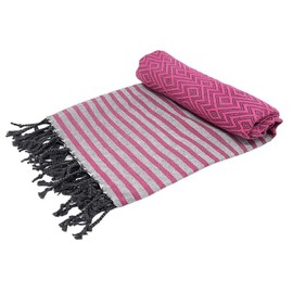 Stefano Ferrante KELIM LUX Hammam Towel Sauna Towel Peshtemal Fouta Beach Towel Bath Towel Cotton Backpacker 100 x 180 cm (Pink)