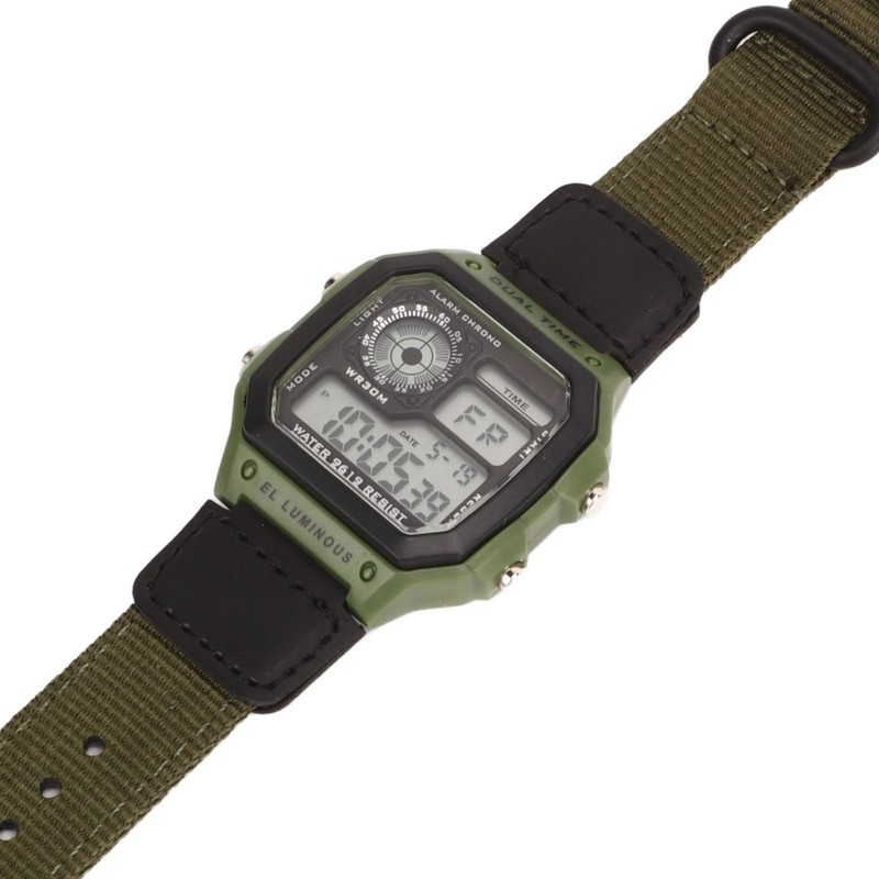 Digital Sport Watch Canvas Strap Luminous Waterproof Retro Sport Watch