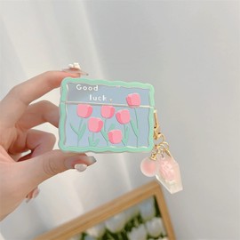 TOUTOU-Beguin Cute Flower Mirror Design Case Compatible with Airpods Pro, Soft TPU Shockproof Skin Kids Boys Girls Creative Wireless Earphone Case Protector Pink Flower