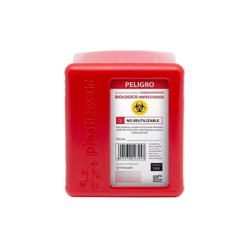 GH medic Bote Rpbi Contenedor Recolector 1.5 Lts Punzocortante 2