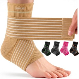 Adjustable Ankle Support for Ligament Damage | Ankle Brace with Adjustable Strap for Compression | Achilles Tendonitis & Plantar Fasciitis Support | Ankle Support for Women & Men, Sprain & Pain Relief