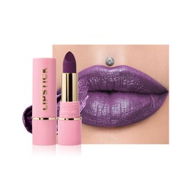 Glitter Lipstick Purple, Metallic Shimmer Lip Gloss, Hydrating Glitter Lipstick Waterproof Durable, Highly Pigmented Non-Stick Cup Diamond Sparkly Silky Lip Tint Balm Makeup Gifts for Women 07