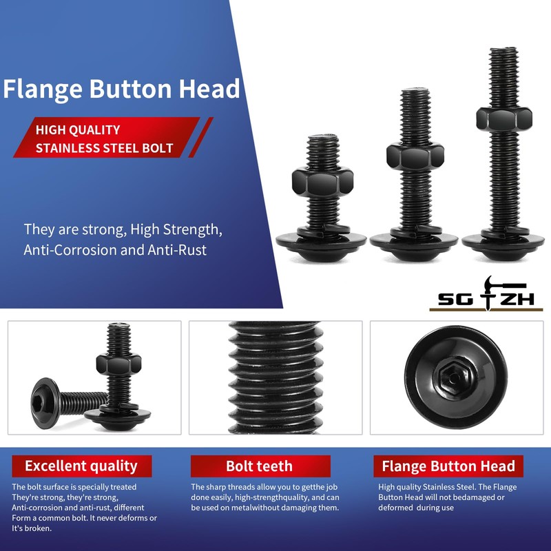 M6 x 25mm Flanged Button Head Socket Cap Screws Bolts,