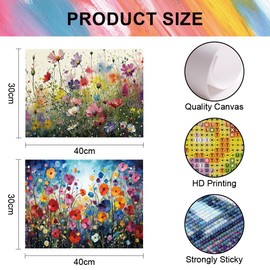 Diamond Painting Adults, 5D Diamond Painting, Small Flowers Diamond Painting Pictures, Mosaic Making, Diamond Pictures Arts Craft for Home Wall Decor, Gifts for Adults Children, 2 Pieces, 30 x 40 cm