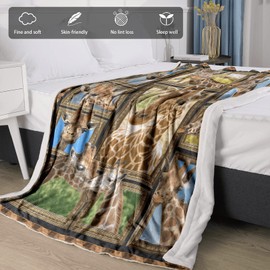 Giraffe Blanket, Fleece Throw Blanket for Couch Bed, Soft Cozy Lightweight Warm Flannel Blankets and Throws for Sofa Living Room Decor, 50" x 60" Throw Size