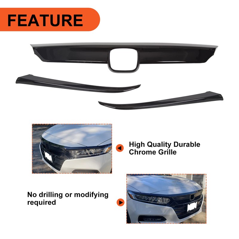 ECOTRIC Front Grille & Eyelid Cover Set Compatible With 2018-2020