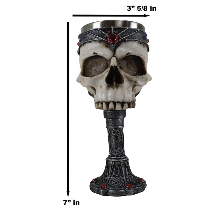 Ebros Gift Macabre Medieval Skull With King Crown Red Diadem