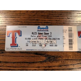 2015 ALCS Home Game 3 Texas Rangers Ticket Not Played Globe Life Park