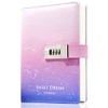 Lock journal Leather Personal Diary with Combination Lock Secret Locking Diary for Women Girls Pink 7.4 Inch x 5.1 Inch