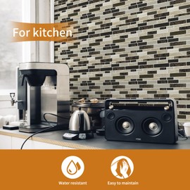 WOWSTAR 10-Sheet Peel and Stick Backsplash Tile for Kitchen Wall, Back Splash Stick On Tiles for Kitchen (12"x12", Tan)