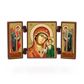 NKlaus - Mother of God of Kazan - Christian Icon Triptych - Kazanskaja - Travel Altar Wood 36176