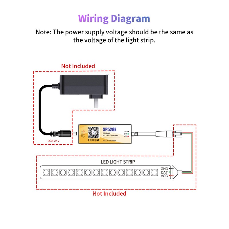 SP528E Bluetooth WS2812B WS2811 Controller, Alexa/Google Home Voice Control, Smart