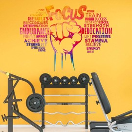 HLNIUC Focus Wall Sticker Motivational Wall Decal 2 PCS(35”X23”) Power Fit Inspirational Wall Stickers Positive Affirmation Peel and Stick Room Decal Work Success Word Stickers for Gym Bedroom School