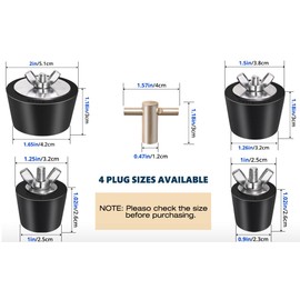 Vizava 2 Pack 1 inch Rubber Pool Winter Plugs with T-Handle – 1" Pool Winterizing Plugs with Stainless Steel Screws Bolts Pool Return Jet Plug for Inground & Above Ground Pools