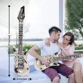 Inflatable Guitar Prop - Blow Up 37 Inch Silver Guitar for Music Party Decorations