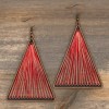 Unbranded Red, Geometric Triangle Woven Cloth Boho/Bohemian Earrings