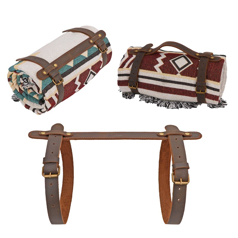 Tourbn Tourbon 2x Leather Picnic Blanket Carry Strap Camping Festival