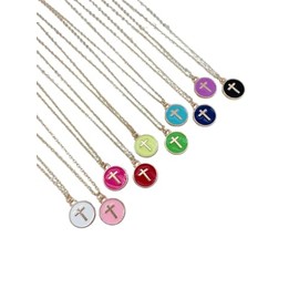 Kid Cross Necklace, Cross Necklace for Children, 14k Gold Filled Chain, Colorful Cross Pendant, Cross Jewelry for Kids, First Communion Gift, Baptism Gift, Christian Jewelry (white)