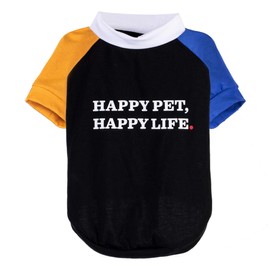 The Dodo Happy Pet Happy Life Dog T-Shirt, Black Colorblock, Size Medium, Everyday Apparel for Dogs, Cute Dog Tee, Cute Clothes for Dogs, The Dodo for Dogs Collection