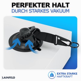 LAINFELD Suction Cup Hooks, Set of 4 with Lobster Clasp and Large Hooks, Extra Strong, Large Suction Cups for Camping, Car, Balcony, Suction Hooks