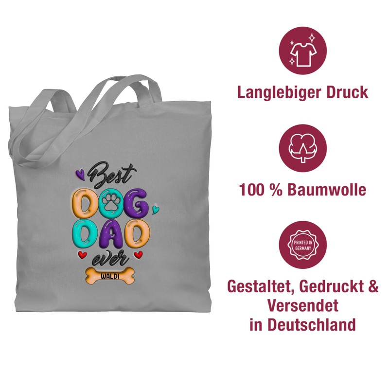 Baumwolltasche - Best Dog Dad Ever personalisiert I Hundepapa Geschenk