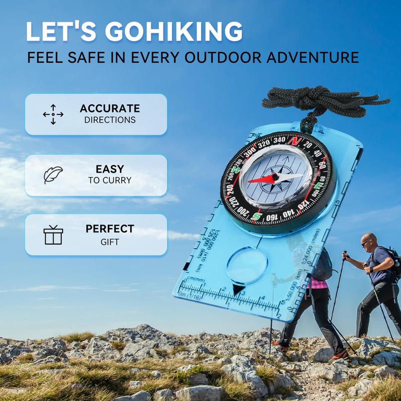 Hiking Survival Compass Set for Kids, Magnetic Navigation Gear, Backpacking