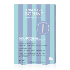 ANNEMARIE BÖRLIND Eye Pads Set - Hyaluronic Eye Pads (6 x 2 Pieces) & Natural Collagen Boost Eye Serum (5 ml), Limited Edition, Refreshes, Lifts and Smooths, Vegan