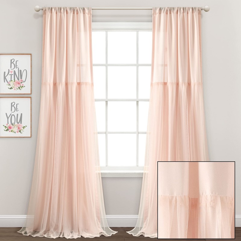 Lush Decor Tulle Skirt Solid Window Curtain Panel Pair, 84"
