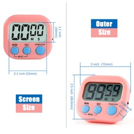 Digital Kitchen Timer Magnetic Backing Stand, Timers for Baking, Kitchen, Study, Exercise Training, Count up&Count down Clock Loud Alarm (PINK)