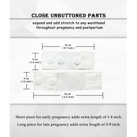 KUNINDOME Combination of Maternity Shirts Extenders and Pants Waist Extenders, Seamless Maternity Belly Band, White, Large