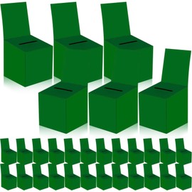 zzhxkjhky 30 Pack Raffle Boxes Ballot Box Suggestion Box with Slot, 6 x 6 x 6 Inch Cardboard Raffle Boxes with Slot for Ticket and Removable Header for Collecting Business Card Voting Contest (Green)