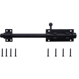 Heluok 10Inch Slide Bolt Latch Black, Heavy Duty Barrel Bolt Latch with Padlock Hole, 304 Stainless Steel Sliding Bolt Gate Latch, Thickened Door Lock Hardware for Fence/Barn/Shed