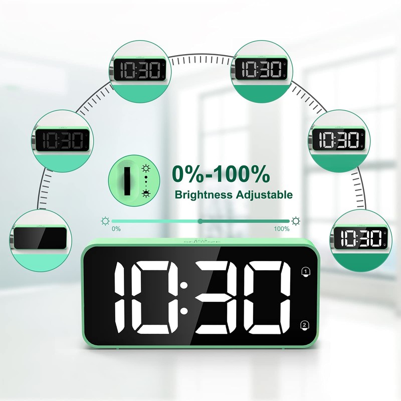 HERMIC Digital Alarm Clock Bedside Mains Powered Large Digital Led