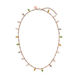 Purelei® Boho Necklace (Gold, Rose Gold), Waterproof Filigree Necklace for Women, Stainless Steel Chain with Colourful Glass Beads, Gifts for Women, 40-45 cm, Length Adjustable, Stainless Steel