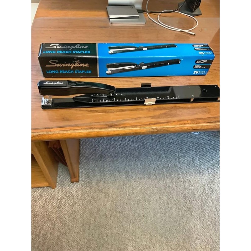 Swingline Long Reach Stapler, 20 Sheet Capacity, Jam Free, 12"