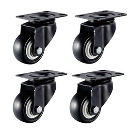 QsEzDo 4 Pack Caster Wheels, Heavy Duty, 2 inch wheels, without Brake, and Silent Polyurethane (PU) Wheels, Swivel Plate Castor Wheels for Cart, Furniture, Workbench