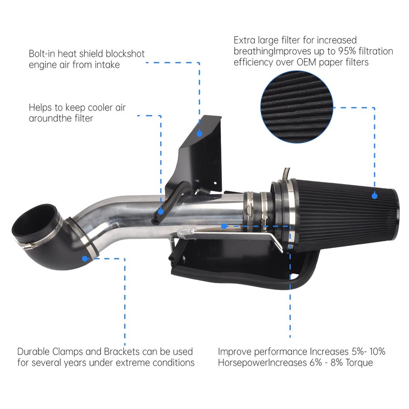 GESEXI 4" Cold Air Intake System + Heat Shield Compatible