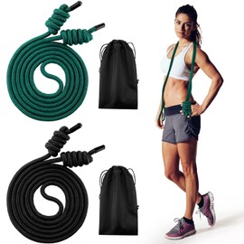 Lewtemi 2 Pcs Flow Exercise Rope for Fitness Flow Double Braid Cardio Workout Rope with Cloth Bags Adjustable Length Jump for Working out Men Women Gym Training Indoor Outdoor, 9 ft | Lewtemi
