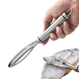 Norhogo 304 Stainless Steel Fish Scaler, Professional Fish Scaler, Fish Scraper, Kitchen Aid, Fish Scale Remover for Quick Cleaning, Fish Skin for Kitchen, Restaurant, Silver, 23.5 x 3.2 x 1.5 cm