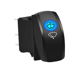 Windshield Washer Wiper Momentary Rocker Switch 6PIN DPDT (ON) ON Off 3 Positions Waterproof 12V Led Light for Car Boat Dashboard Accessories (Blue)