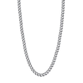 U7 Cuban Chain Necklace for Women Men Stainless Steel 3mm Flat Curb Chains Link 18 Inch