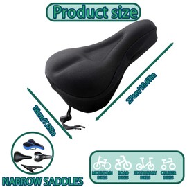 KSVFTB Bike Seat Cushion, Bicycle Saddle Cushions with 2 Bike Waterproof Seat Cover, Extra Soft Gel Bike Seat Cover, Exercise Bike Seat Cushion for Indoor and Outdoor