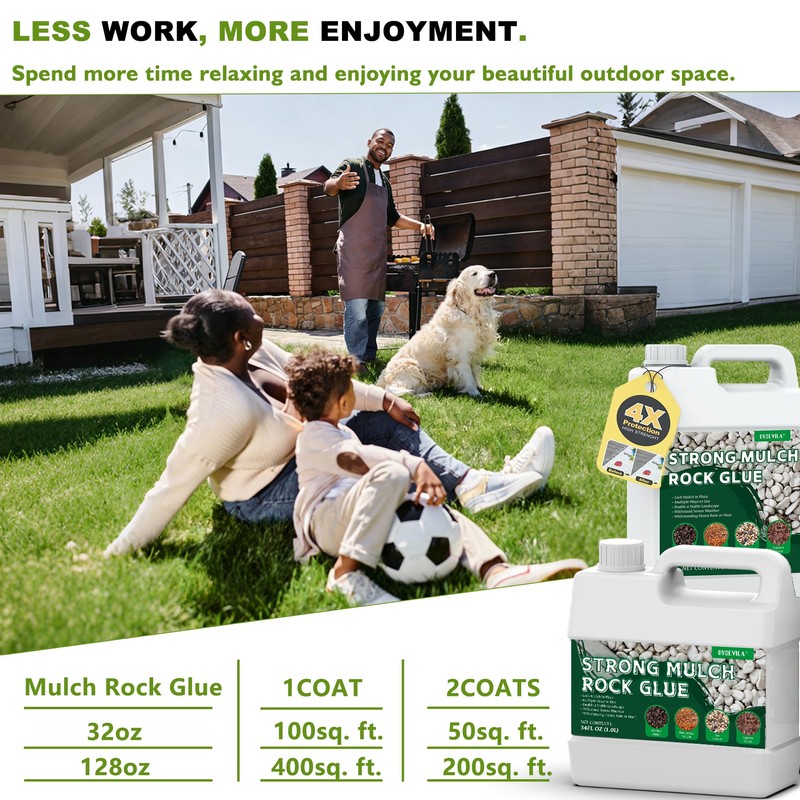 Mulch Glue for Landscaping, 135 oz Pet-Safe Binder Spray, Covers