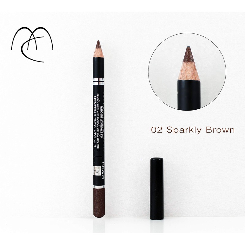 Makki Glittering Brown Eyeliner Ultra Gentle Eyelinert with Silver Glitter