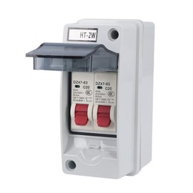 MCB C Type 2 Way Circuit Breaker Box 230V 400V DIN Rail Distribution Junction Box Transparent Cover Outdoor IP65 (C20+C20)