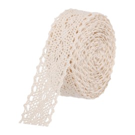 MECCANIXITY Lace Ribbon 30 Yards 1.2 Inch Cotton Lace Trim for Craft,Gift Wrappers,Headbands,Wedding Beige