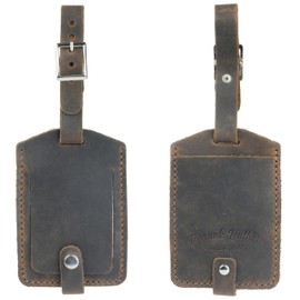 Toprank Leather Genuine Luggage Tags – Durable Leather Bag Tags for Travel, Baggage & Accessories (Tan)