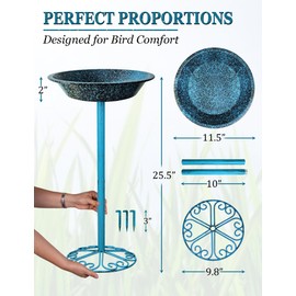 SAC SMARTEN ARTS Freestanding Bird Bath for Outside Metal Birdbaths Birdfeeder Bowl with Metal Stake Spa Bird Feeder Standing for Garden Patio Yard Lawn Décor 25.5 Inch Height