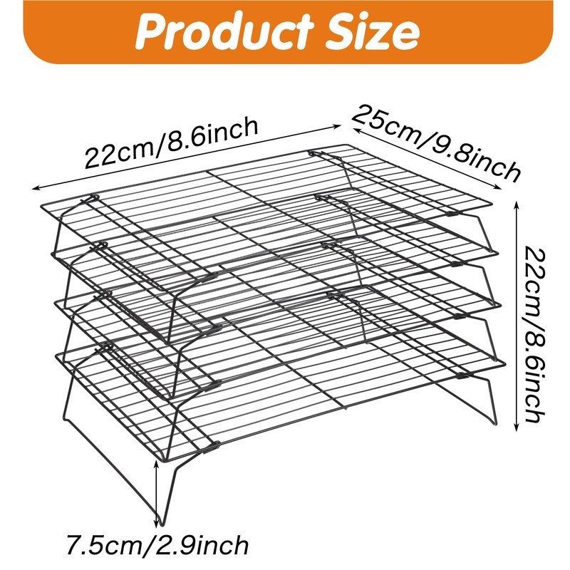 4 Pcs Stackable Cooling Racks, Heavy Duty Iron Wire Baking