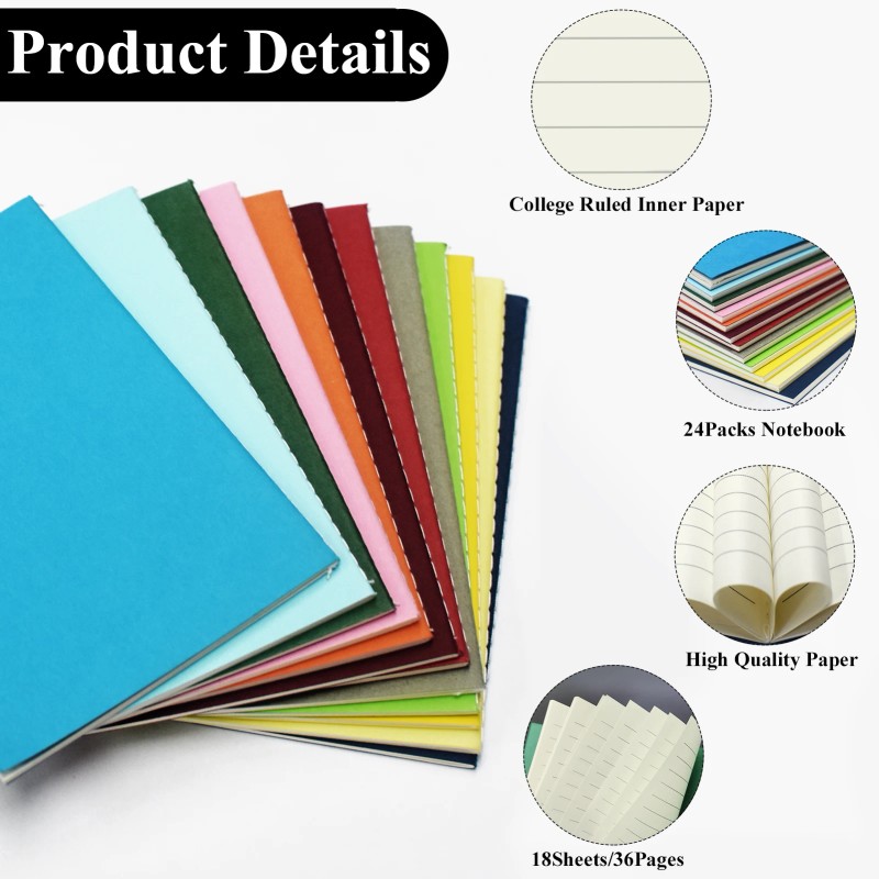 24 Pack A7 Mini Notepad Small Pocket Journals Bulk Gifts